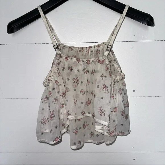 Vintage Urban Outfiters Kimchi Blue Floral Ruffle Crop Top XS - Picture 3 of 4